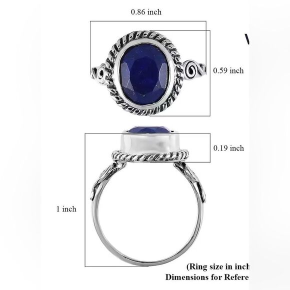 Artisan Crafted Lapis Lazuli 3.00 ctw Solitaire Ring in Sterling Silver 9 - Picture 10 of 13